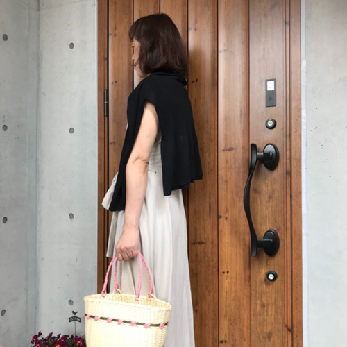 薔薇のクラフトカゴバック かごバッグ さくら庵 〜めぶきの