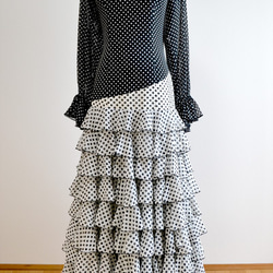 フラメンコ衣装 シフォンジョーゼット 黒白（E-1） 一点物 その他