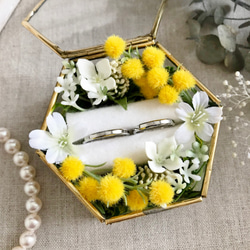 【手作りキット】ジュエリーケースのリングピロー（ミモザ＆ホワイト） 2枚目の画像