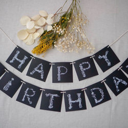 FLOWERバースデーガーランド＊ANNEAUコラボ＊[黒] カード付き 2枚目の画像