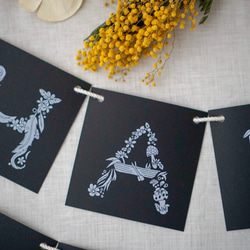 FLOWERバースデーガーランド＊ANNEAUコラボ＊[黒] カード付き 5枚目の画像