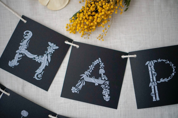 FLOWERバースデーガーランド＊ANNEAUコラボ＊[黒] カード付き 5枚目の画像