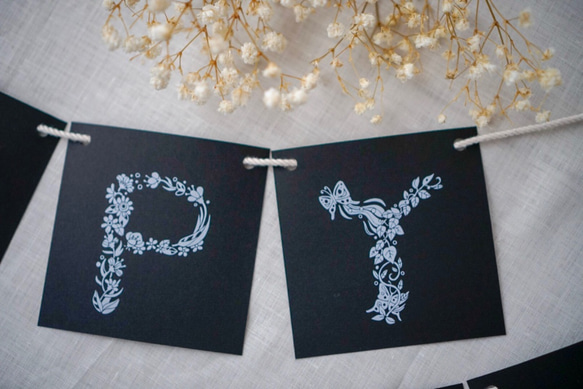 FLOWERバースデーガーランド＊ANNEAUコラボ＊[黒] カード付き 6枚目の画像