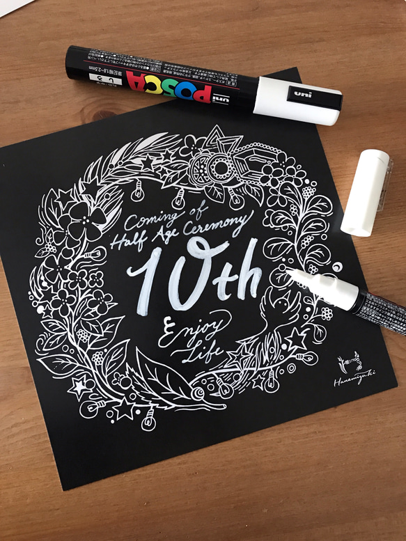 FLOWERバースデーガーランド＊ANNEAUコラボ＊[黒] カード付き 7枚目の画像