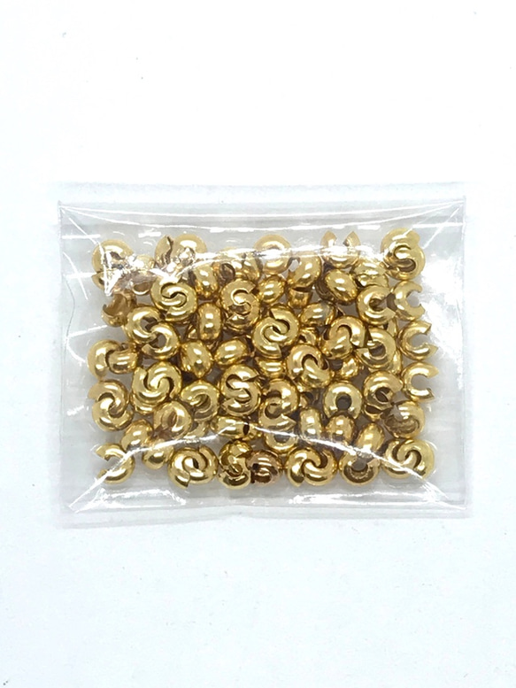 【396】つぶし玉カバー カシメ玉★ゴールド 3mm/100個 3枚目の画像