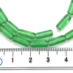 【652】クリアガラスビーズストランド/チューブ★グリーン 10mm/1連(約32個) 3枚目の画像