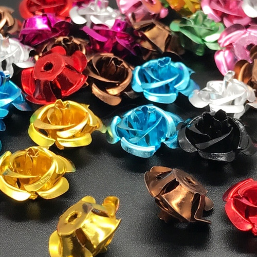 (No.35c) パール調ビーズ入り ミニミニ カラフル 小花 訳アリ フラワービーズ 9.5mm 小花 ビーズ 樹脂製 ランダムMIX