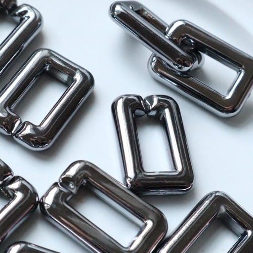 2】8こ☆アクリルスクエアチェーンパーツ シルバーブラック