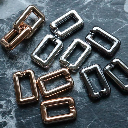 2】8こ☆アクリルスクエアチェーンパーツ シルバーブラック