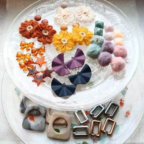 2】8こ☆アクリルスクエアチェーンパーツ シルバーブラック