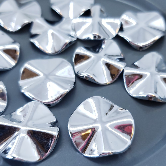 29】☆再販☆6個☆メタル風フリルパーツ☆シルバー ハンドメイド