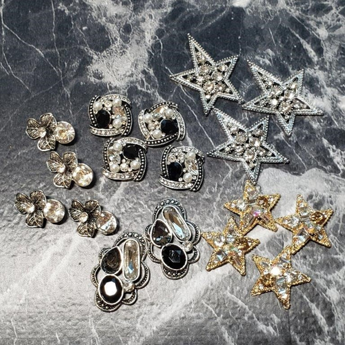 29】再再販！4こ☆ストーン付きBIGスター 合金 ピアスパーツ  