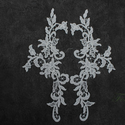 ケミカルレースコード刺繍モチーフ 1対 花 オフ白・キナリ (MFLC01KNSWJL) 4枚目の画像