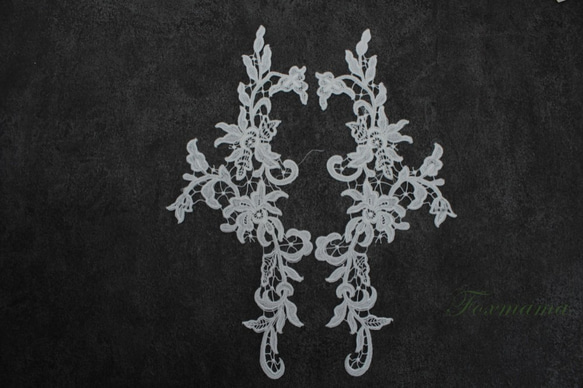 ケミカルレースコード刺繍モチーフ 1対 花 オフ白・キナリ (MFLC01KNSWJL) 4枚目の画像