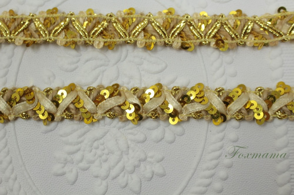 ブレード 2m 幅約19mm スパンコール付き 金色 ゴールド (KWV190GLSJSP) 3枚目の画像