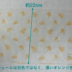 片山チュール刺繍レース 0.5m 花 薄オレンジ系 (LFLB22FOSHKY) 2枚目の画像