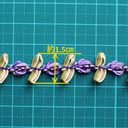 【再入荷】リボンのお花コード　紫のお花　1本3ｍ　(KRB080PPBS00) 2枚目の画像