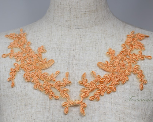 ノーブランド オレンジカラー 刺繍・ビジュー アジアンデザイン シフォンドレス ノーブランド オレンジカラー 刺繍・ビジュー アジアンデザイン