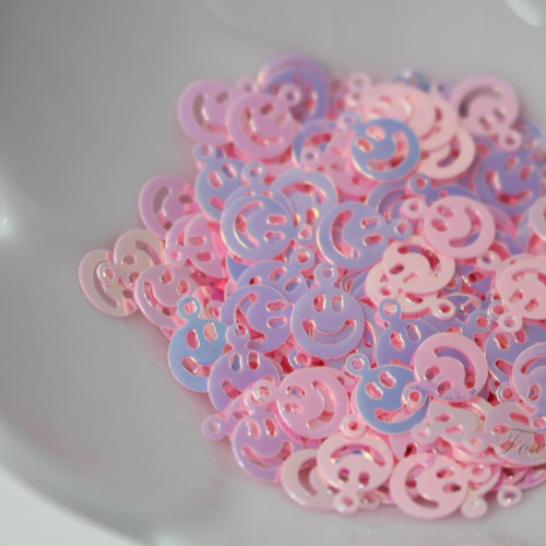 スパンコール スマイル約360枚(約4g)オーロラピンクトップホール