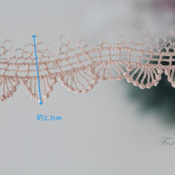 ケミカルレース 1m 花 ドット 丸 スカラップ 波 ピンクオレンジ (LDT271PKJS00) 2枚目の画像