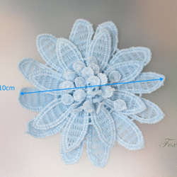 ケミカルレースモチーフ 3枚セット 立体花 水色(MFLA01WTJL3D) 2枚目の画像