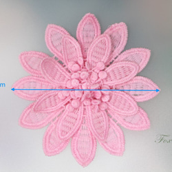 ケミカルレースモチーフ 3枚セット 立体花 ピンク(MFLA01PKJL3D) 2枚目の画像