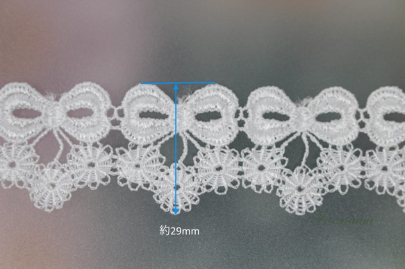 ケミカルレース 1m リボン 小花 オフ白 キナリ (LRB291WHJL00) 2枚目の画像