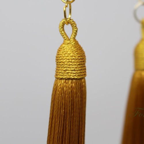 タッセル 2個 黄土色x金 ゴールド帽子 わっか付 (PTS65YOCJJ00