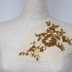 チュールスパンコール刺繍モチーフ 1枚 花 フラワー  金色 ゴールド (MFLB12GLJJSP) 5枚目の画像