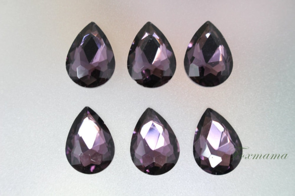 ビジュー 12個 クリスタルガラス 雫 水滴 14x10mm 濃い紫 (JDP14GPPJJHU) 5枚目の画像
