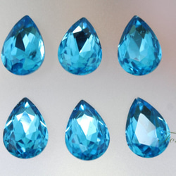 ビジュー 12個 クリスタルガラス 雫 水滴 14x10mm 水色 ブルー (JDP14GWTJJHU) 5枚目の画像
