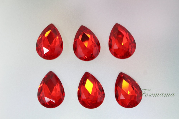 ビジュー 12個 クリスタルガラス 雫 水滴 14x10mm 赤 レッド(JDP14GRDJJHU) 5枚目の画像
