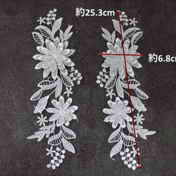 ケミカルレースモチーフ 1対 立体花 オフ白・キナリ (MFLB51KNSAJL) 2枚目の画像