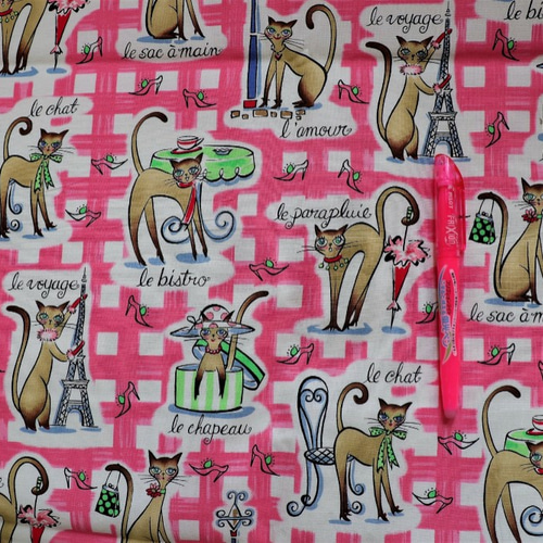 レアネコ柄USAコットンMichael MillerマイケルミラーMeow 110㎝巾×133  