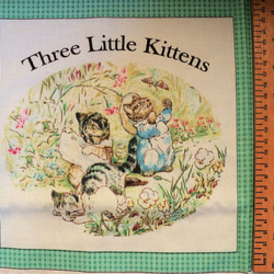 【激レア】ピーターラビットThree Little Kittons 三匹の子猫　布絵本生地 1枚目の画像