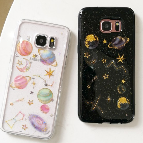 スマホアクセサリー Samsung s9 神秘的 キラキラ Galaxy S9/S8ケース 可愛いカラフルな星座 Galaxy用