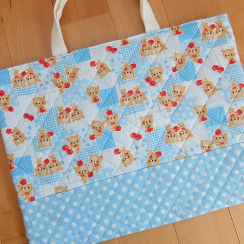 Sale】レッスンバッグ＆上履き入れ＊くまとりんご×水玉 レッスン