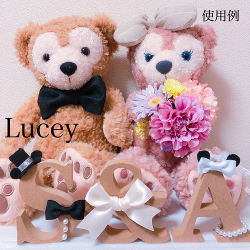 耳付き ブラック×ホワイト イニシャルオブジェ ウェルカムボード Lucey