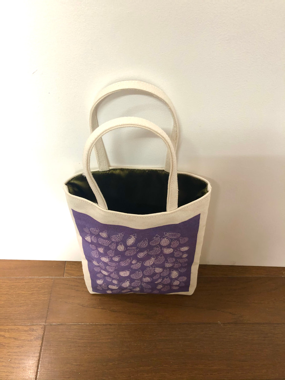 vegetable mini bag NASU　/帆布/ミニバッグ/ナス柄 4枚目の画像