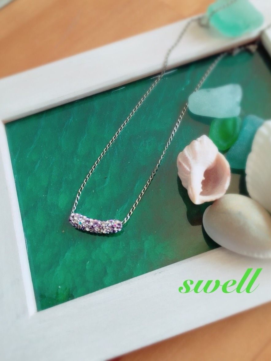 エレガントパイプネックレスSWAROVSKI Crystals 使用 SV925チェーン) 小サイズ