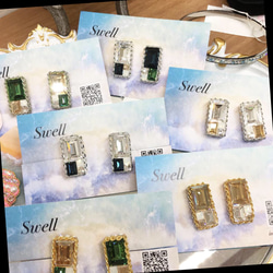 スクエア イヤリング SWAROVSKI Crystals 使用 4枚目の画像