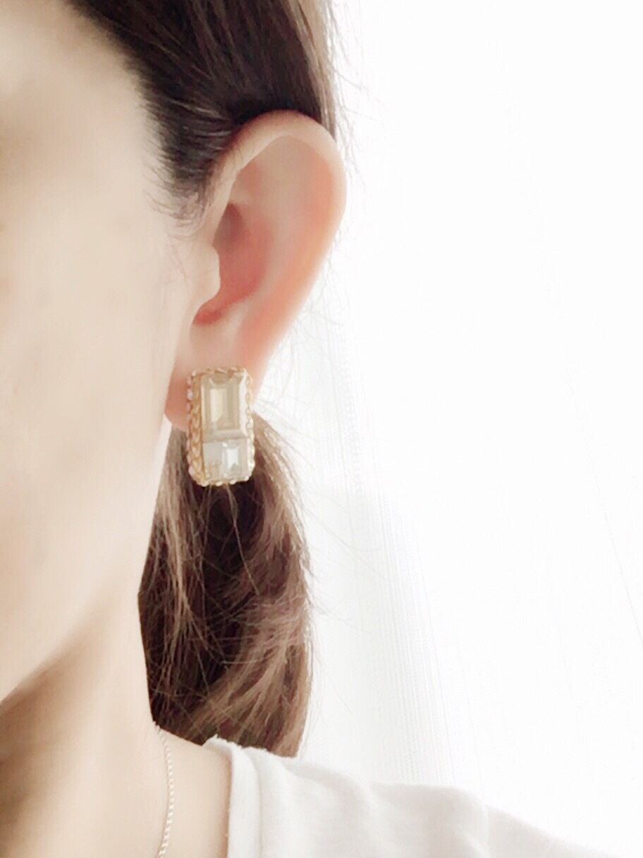 スクエア ピアス (クリスタル) SWAROVSKI Crystals 使用