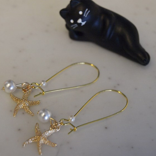 海が見たい・・・ひとでとパールのフープピアス ピアス（フープ） 徒然 