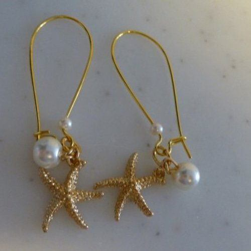 海が見たい・・・ひとでとパールのフープピアス ピアス（フープ） 徒然 