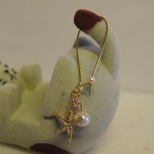 海が見たい・・・ひとでとパールのフープピアス ピアス（フープ） 徒然 