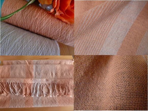 手織り　綿ストール　東雲色 2枚目の画像