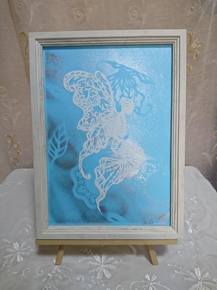 切り絵原画 白 蝶の妖精 切り絵 MIHO 通販 9395553｜Creema