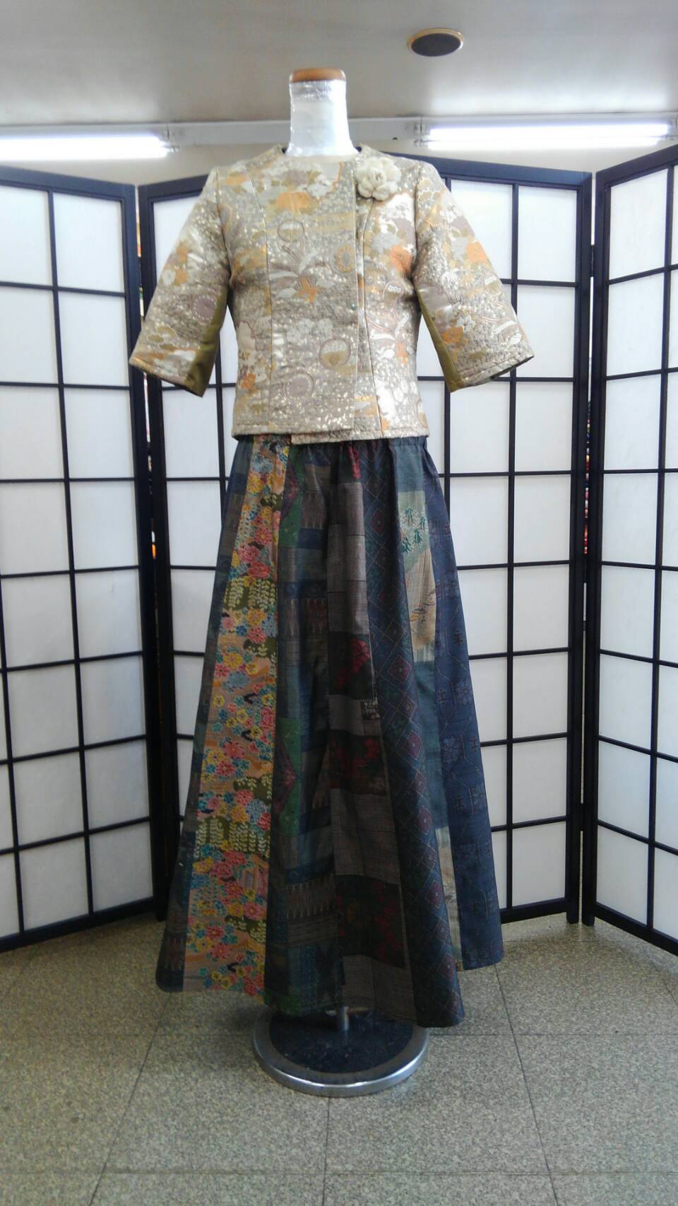 226A着物リメイク　本場大島紬　ロングスカート 大島紬】着物リメイク◇マキシスカート or ロングスカート tsu-141
