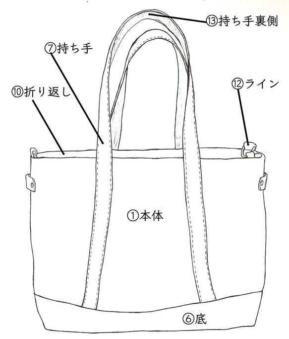 受注生産　カラーオーダー　トートバッグ 3枚目の画像