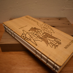 手製本、糸かがりの木の表紙のノート 5枚目の画像